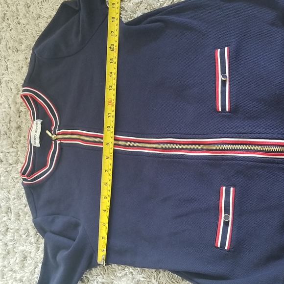 (M) Cathy Daniels Zip Up Cardigan Metallic Gold Zipper Varsity Style - Picture 3 of 5